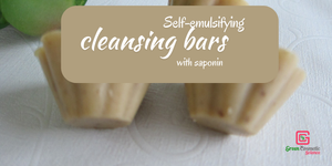 Self-emulsifying cleansing bars with saponin powder